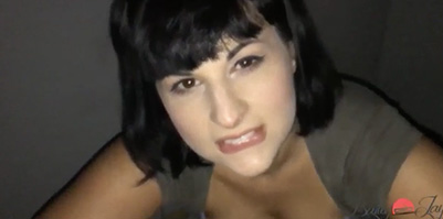 Bailey blowjob a lucky guy inside a dirty porn theater 