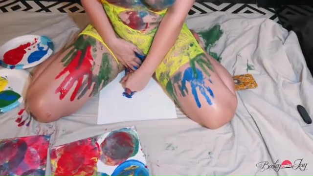 Bailey makes excited artwork using her tits anal and penish